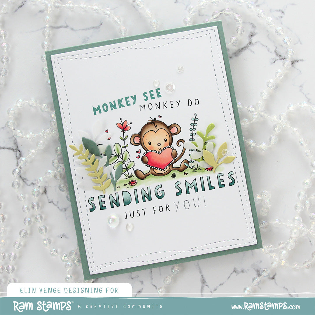 'Monkey Smiles' Mini Scene Creator Digital Stamp