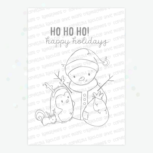 'Penguin & Snowman: Santa Snowman' Digital Stamp