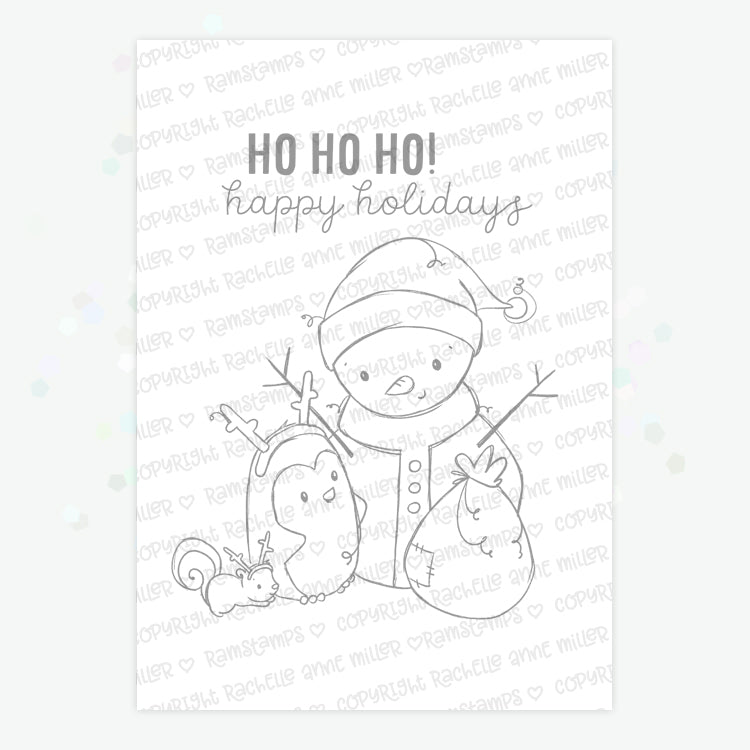 'Penguin & Snowman: Santa Snowman' Digital Stamp