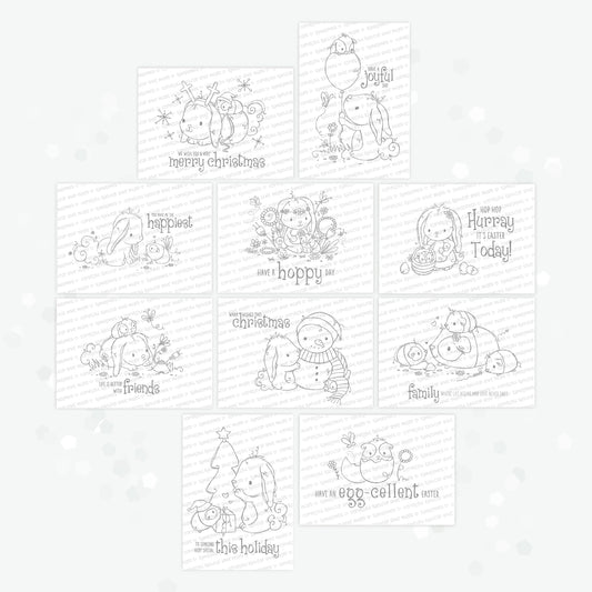 'Bunny & Guinea Collection' 10 Digital Stamps