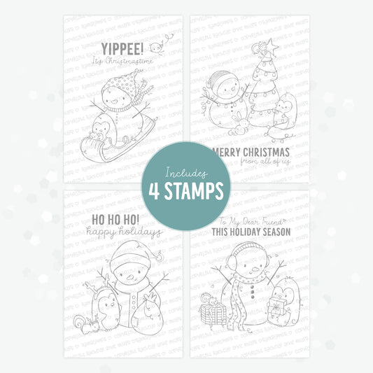 'Penguin & Snowman: Snowy Christmas' Digital Stamp Set