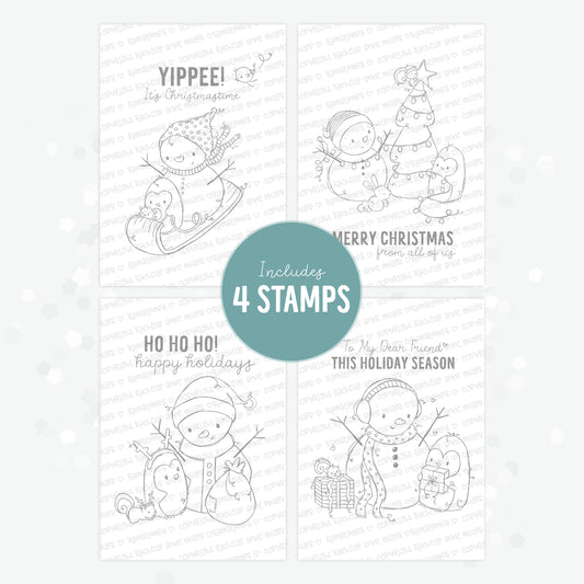 'Penguin & Snowman: Snowy Christmas' Digital Stamp Set