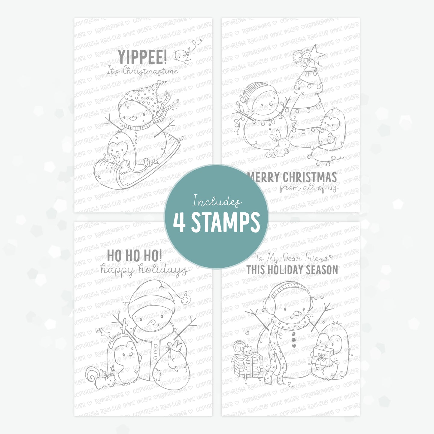 'Penguin & Snowman: Snowy Christmas' Digital Stamp Set