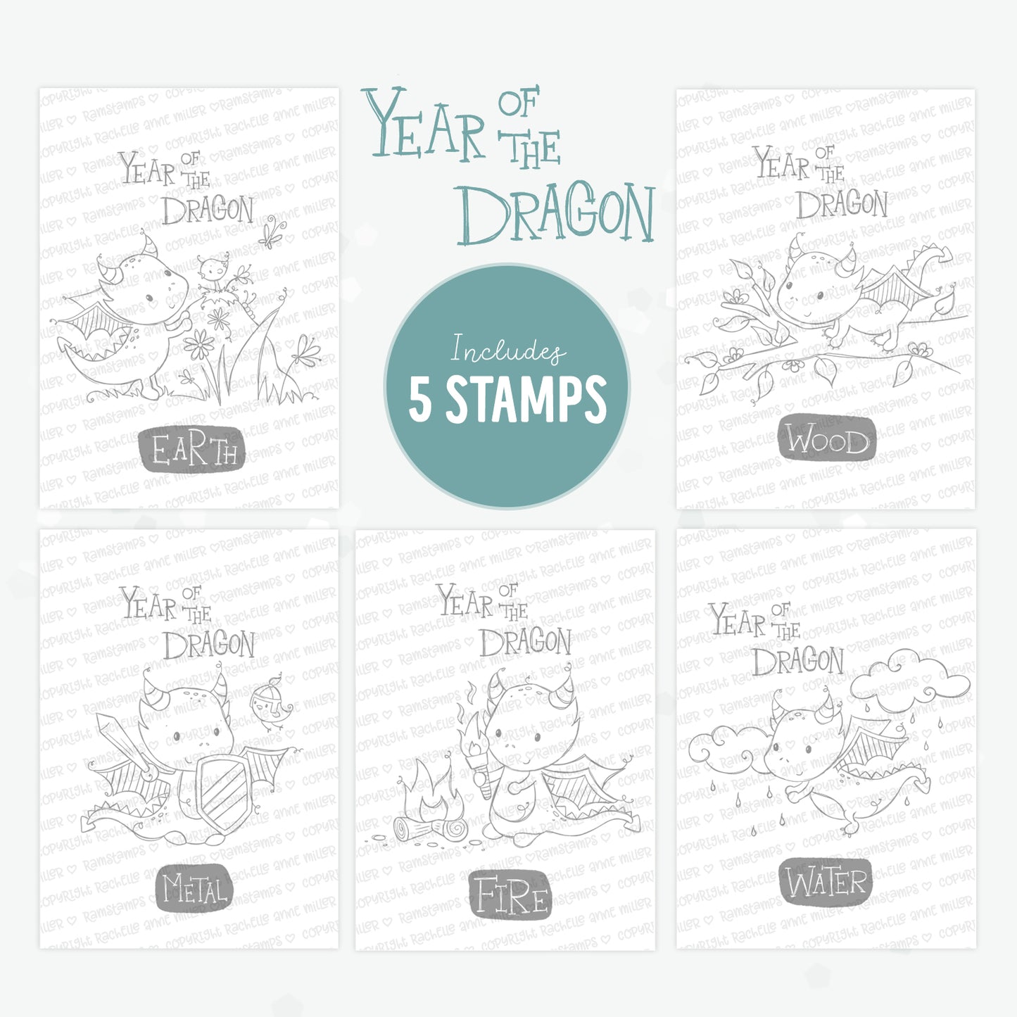 'Year of the Dragon' Digital Stamp & Paper Set