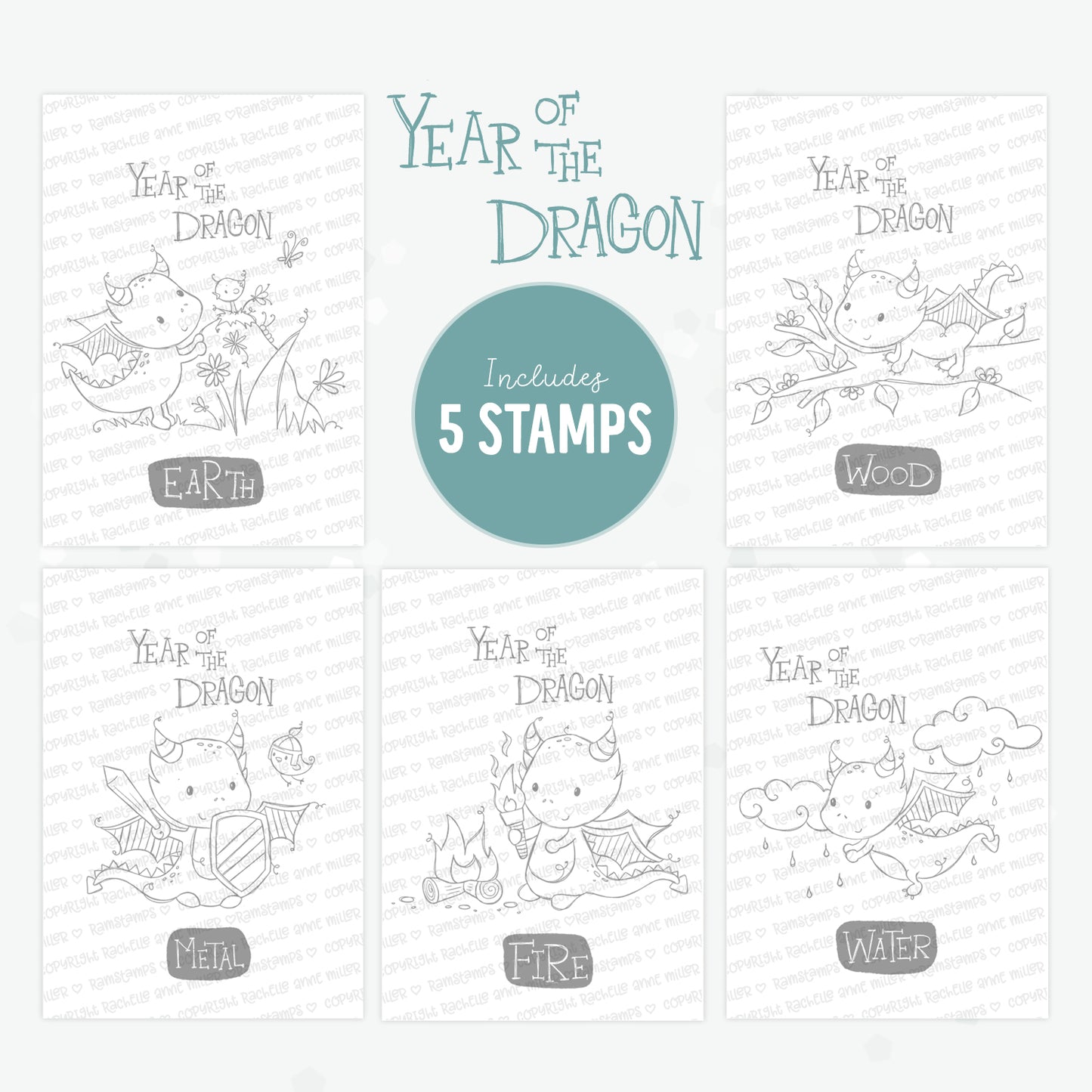 'Year of the Dragon' Digital Stamp & Paper Set