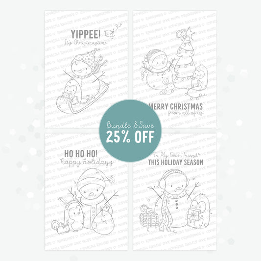 'Penguin & Snowman: Snowy Christmas' Digital Stamp Set