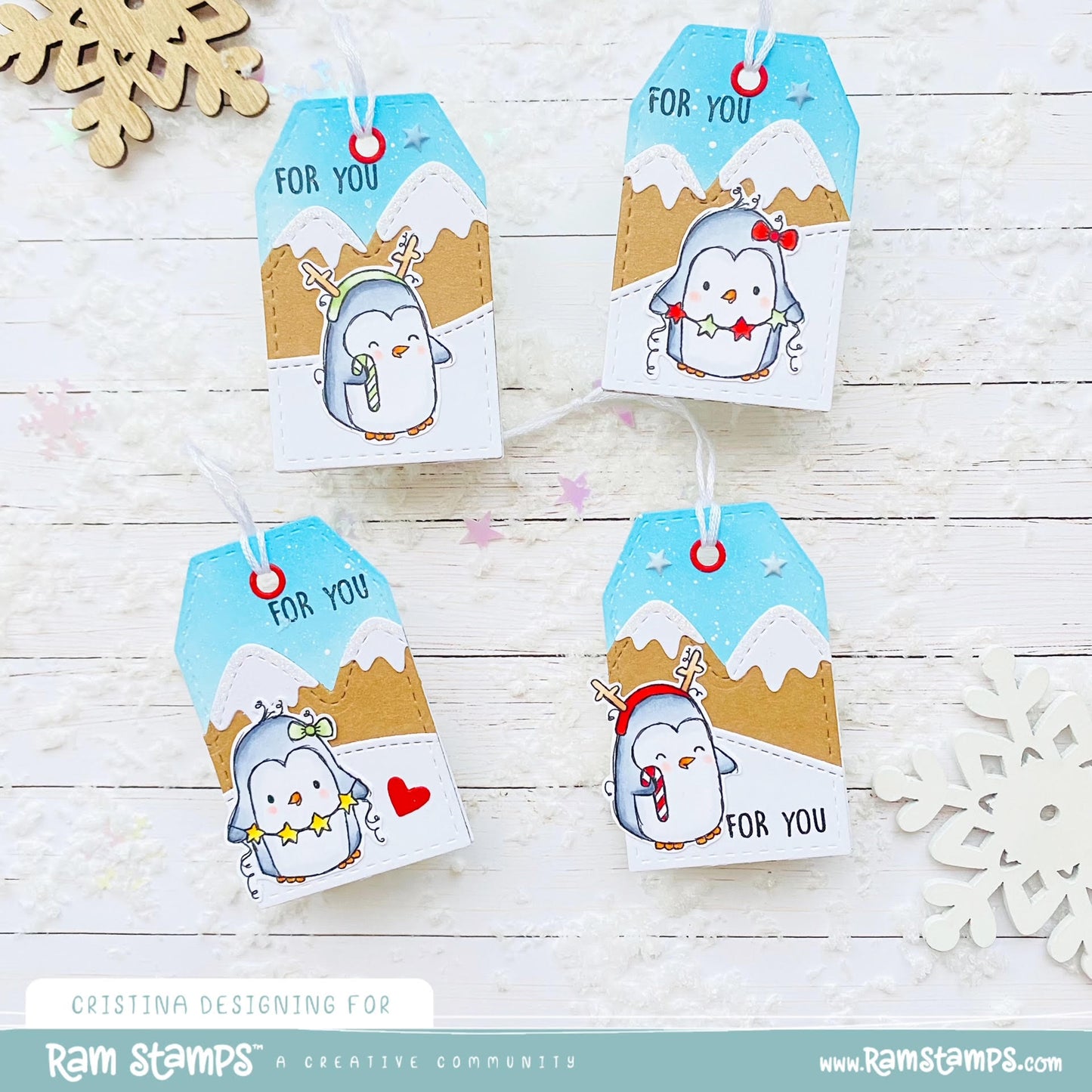 'Christmas Penguins' Scene Creator Digital Stamp