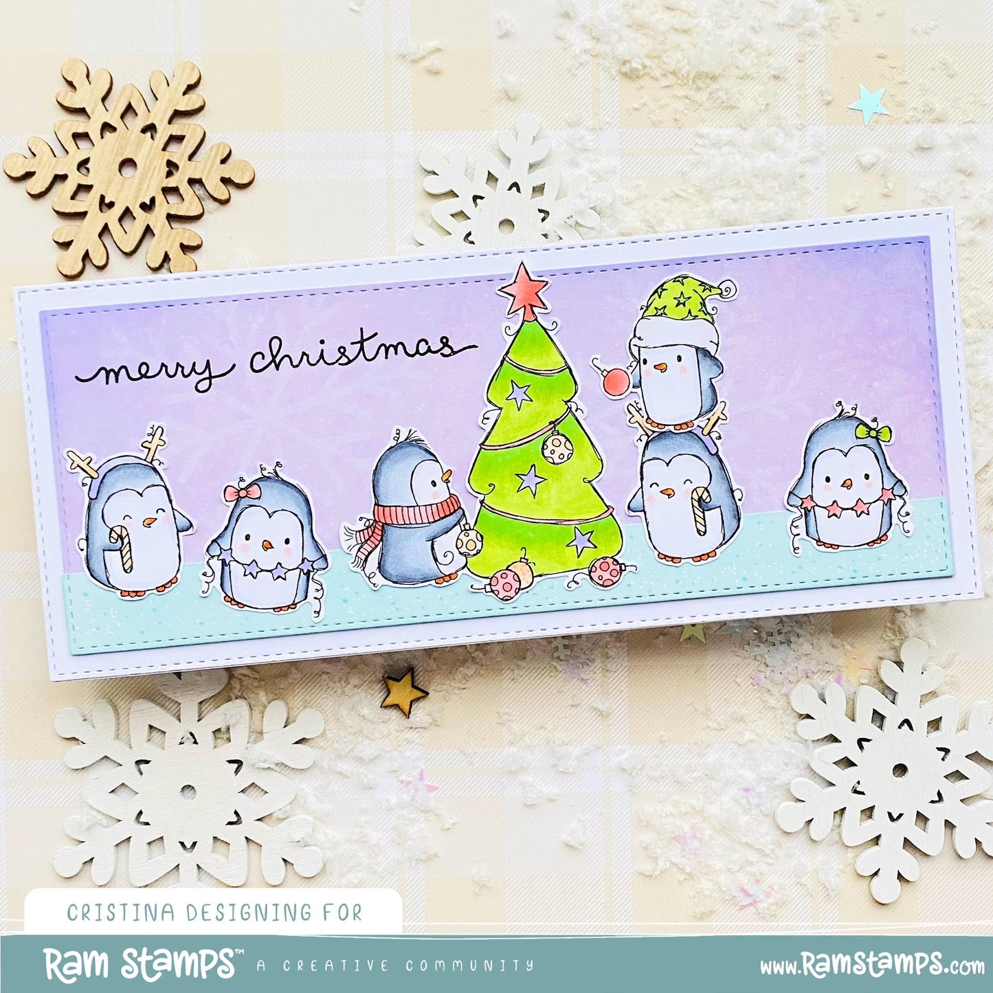 'Christmas Penguins' Scene Creator Digital Stamp