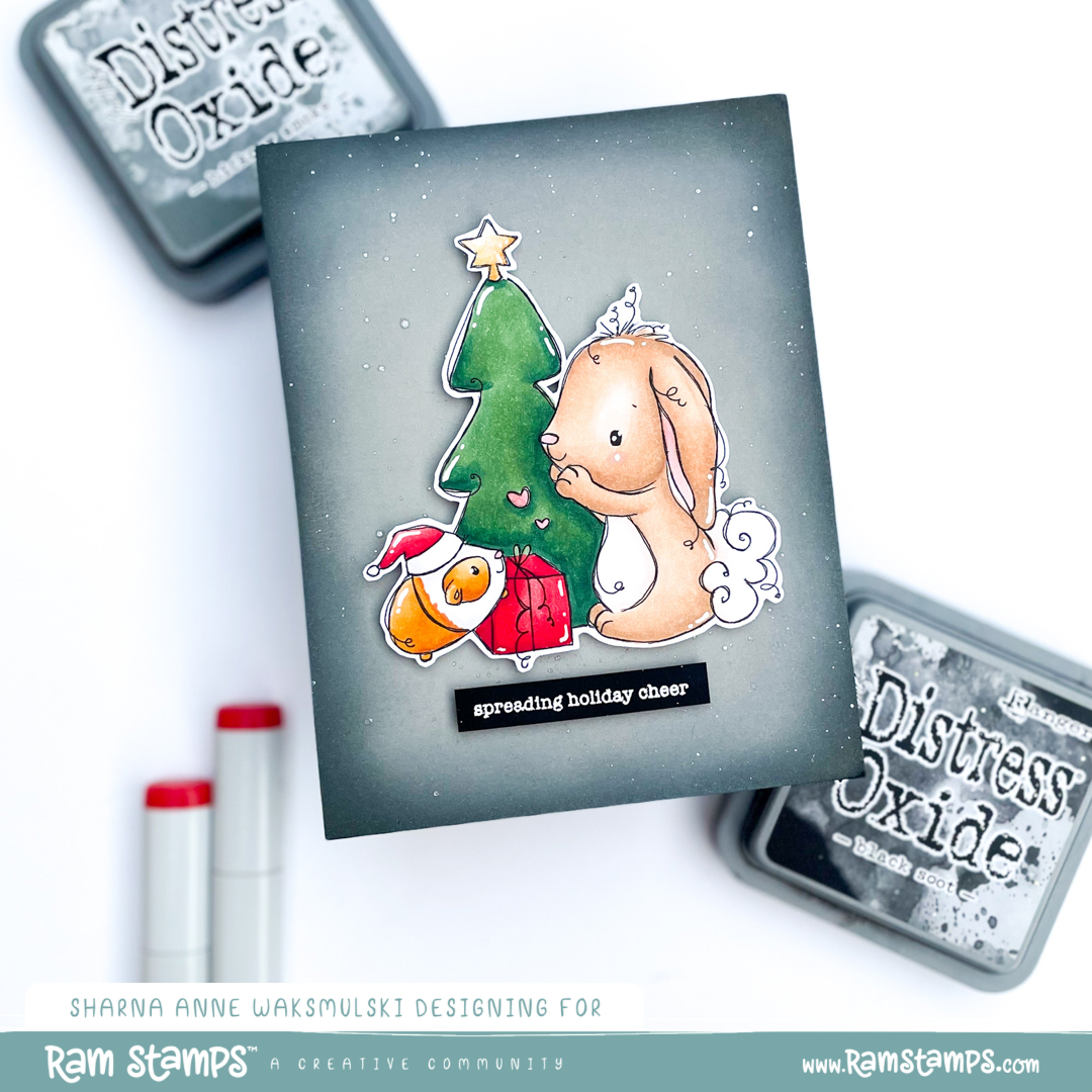 'Bunny & Guinea: Christmas Gift' Digital Stamp