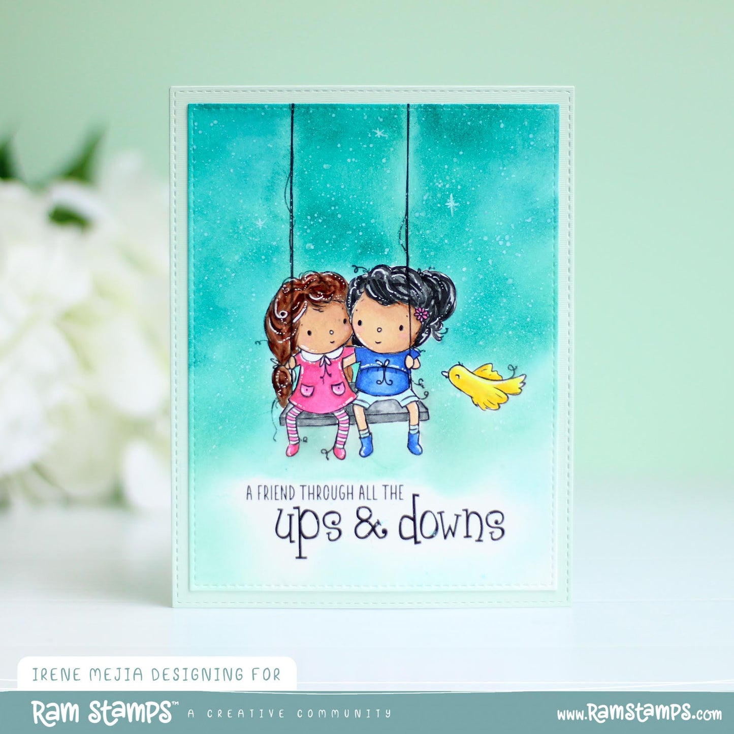 'Swinging Friends (Girls)' Digital Stamp