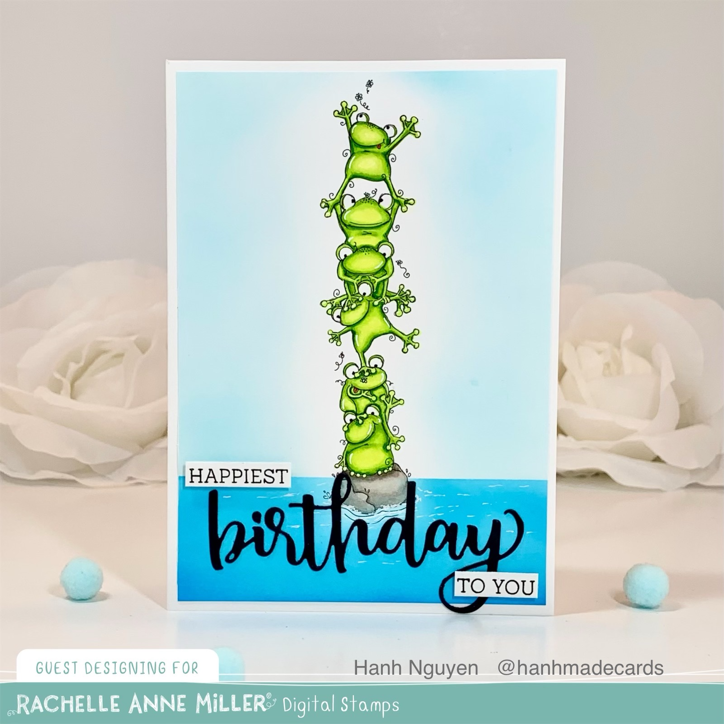'Stacked Frogs' Digital Stamp