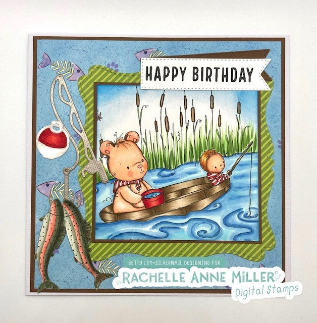 'Fishing with Bear' Digital Stamp