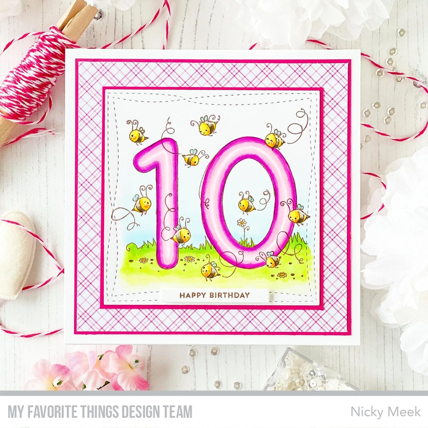 'Animal Number: Ten Bees' Digital Stamp
