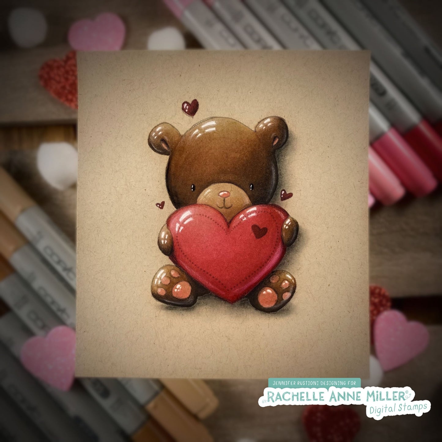 'Valentine Bear' Digital Stamp