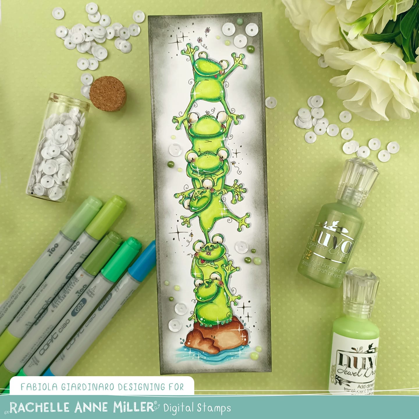 'Stacked Frogs' Digital Stamp