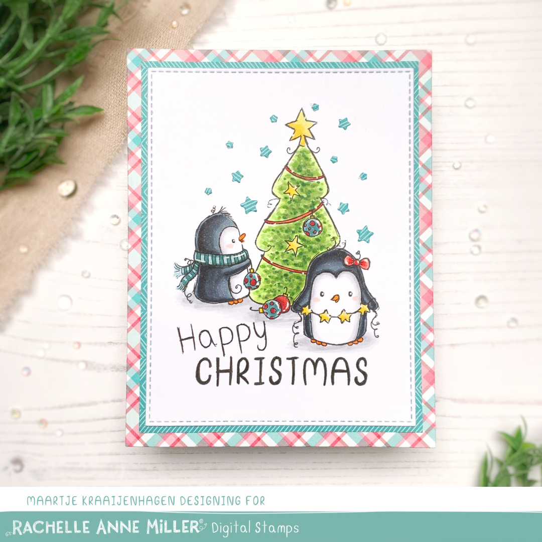 'Christmas Penguins' Scene Creator Digital Stamp
