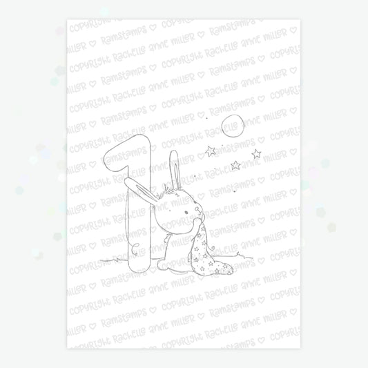 'Animal Number: One Bunny' Digital Stamp