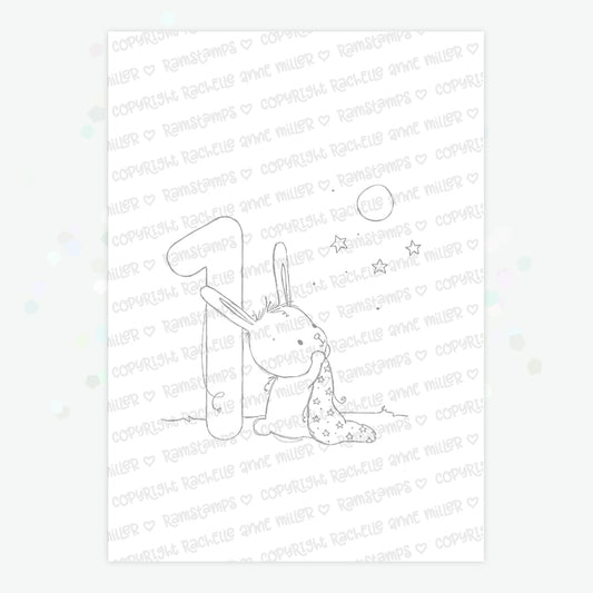 'Animal Number: One Bunny' Digital Stamp