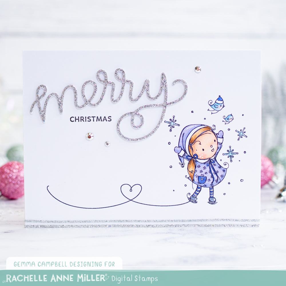 'Ice Skating' Christmas Digital Stamp