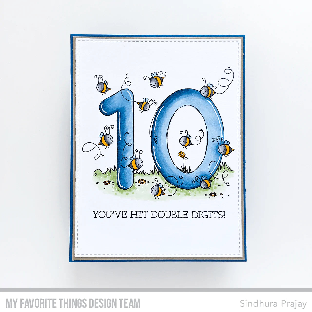 'Animal Number: Ten Bees' Digital Stamp