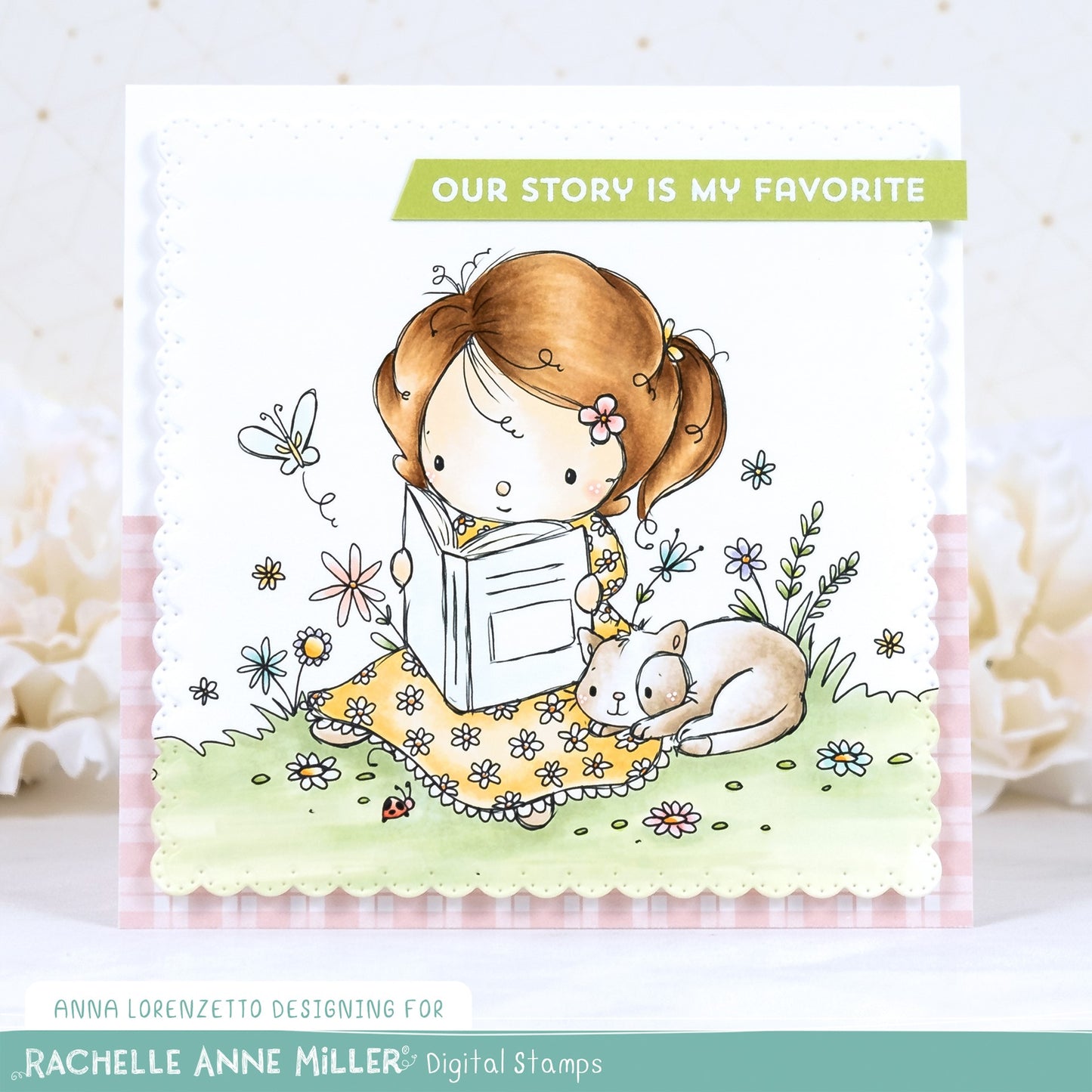 'Reading in the Garden' Digital Stamp