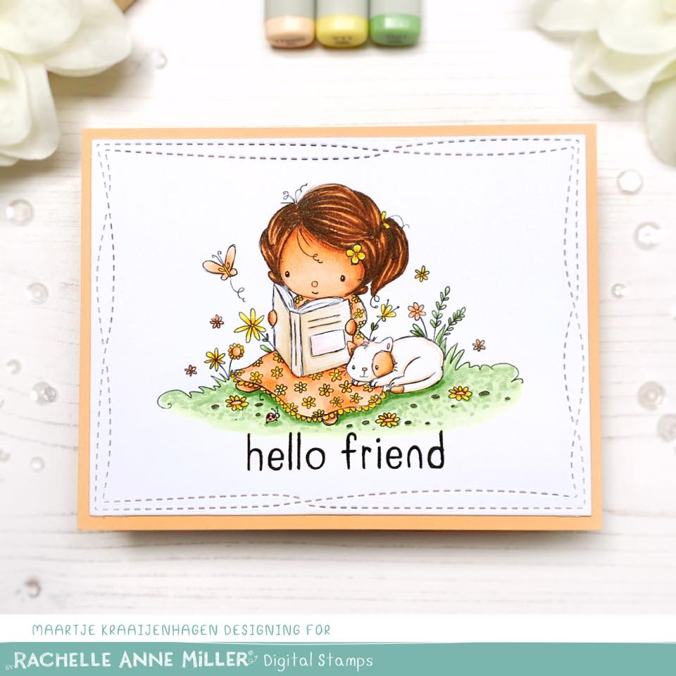 'Reading in the Garden' Digital Stamp