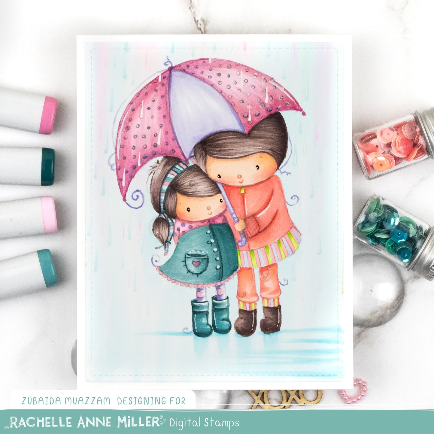 'Rainy Day Friends' Digital Stamp