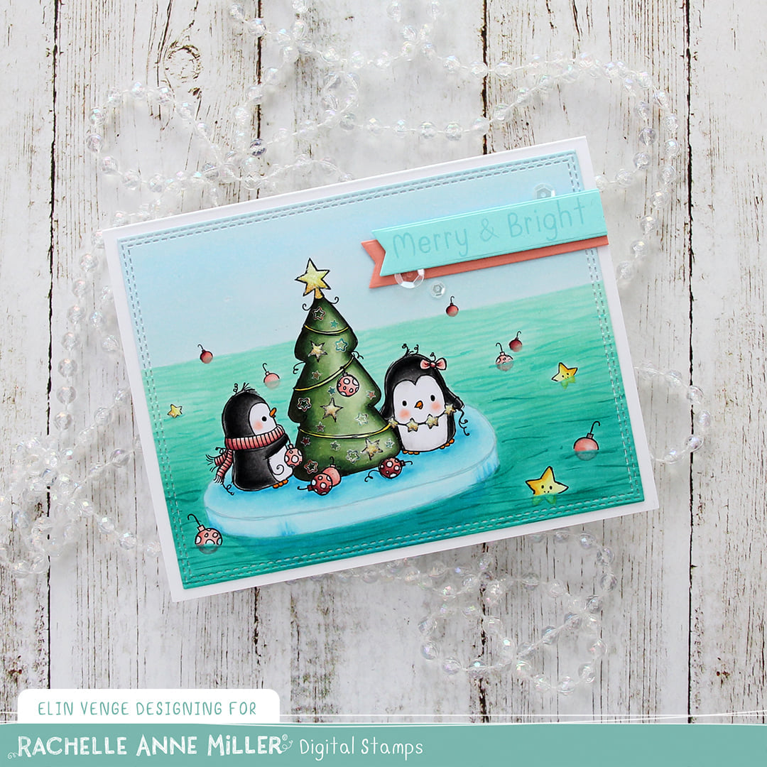 'Christmas Penguins' Scene Creator Digital Stamp