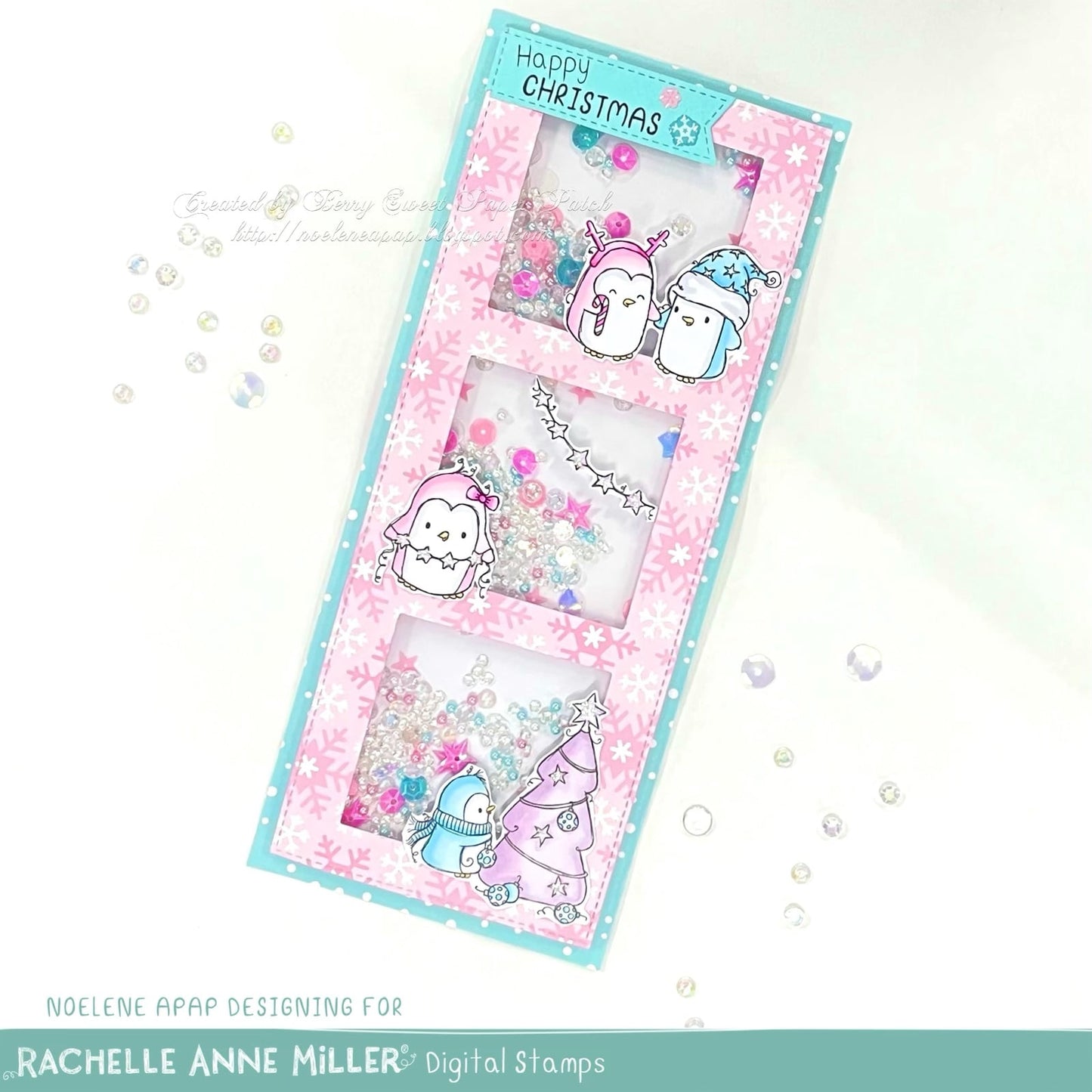 'Christmas Penguins' Scene Creator Digital Stamp