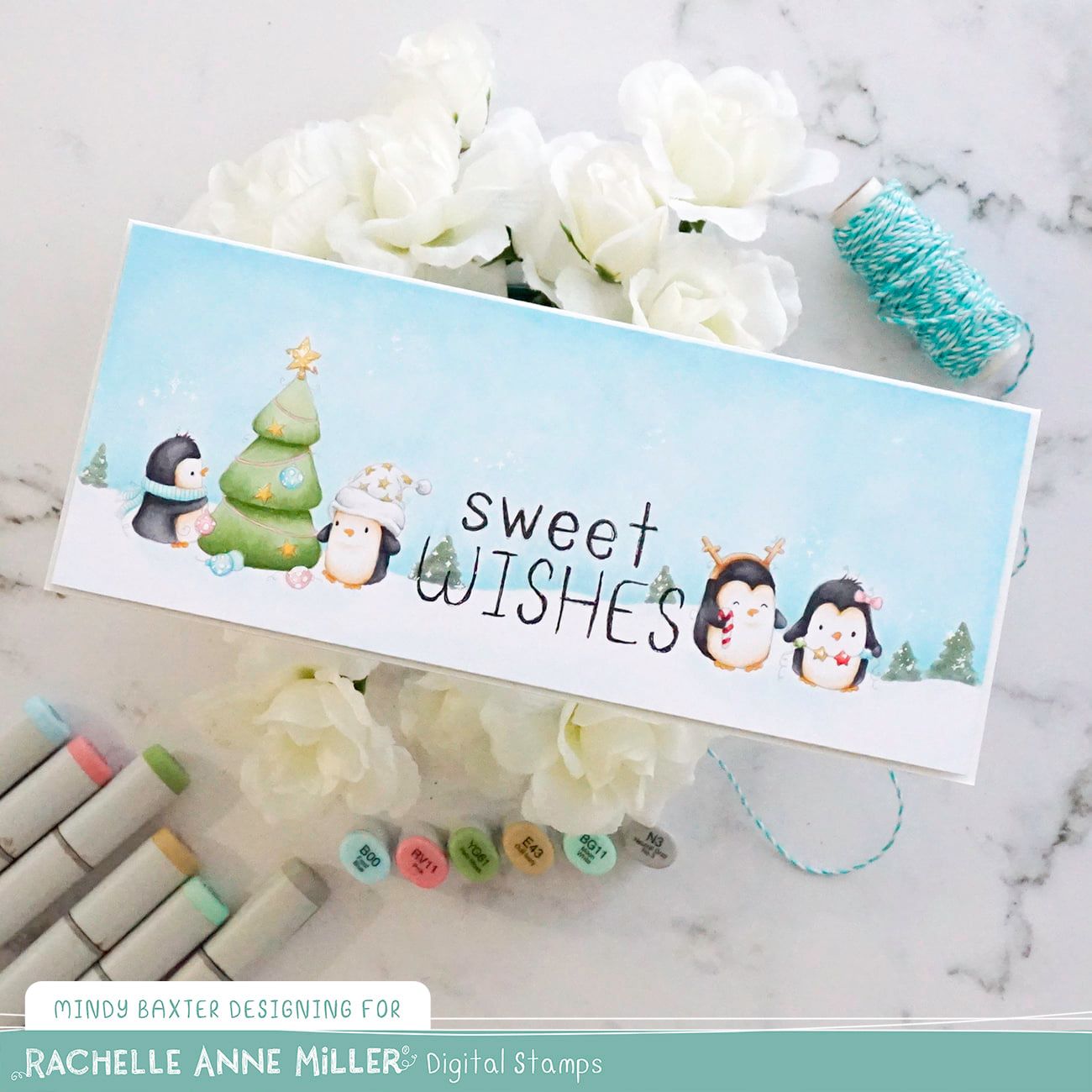 'Christmas Penguins' Scene Creator Digital Stamp