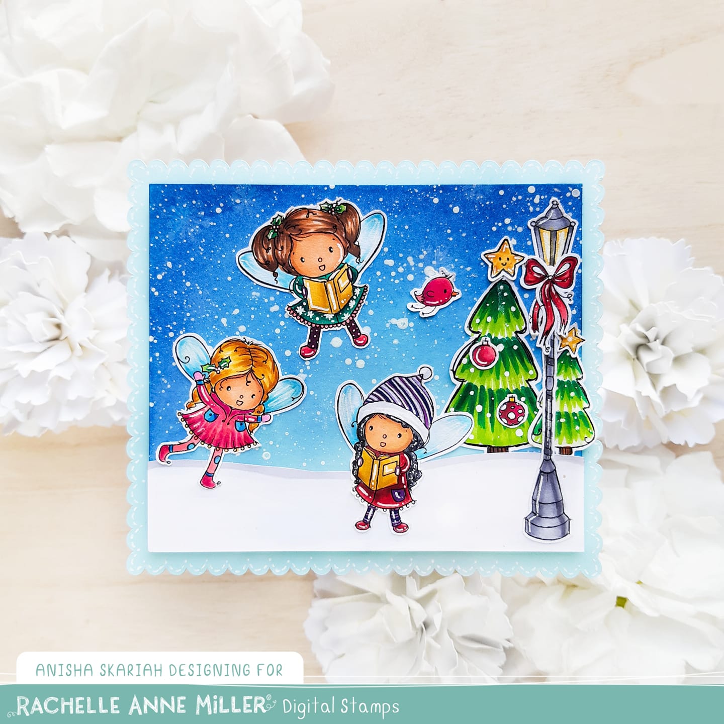 'Fairy Christmas Carols' Scene Creator Digital Stamp