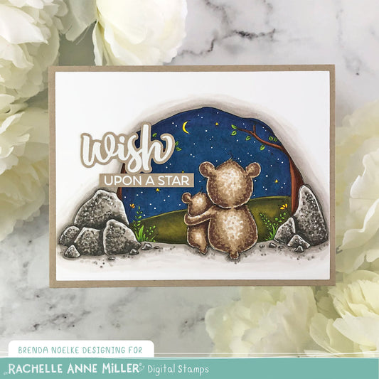 'Starry Night Bears' Digital Stamp