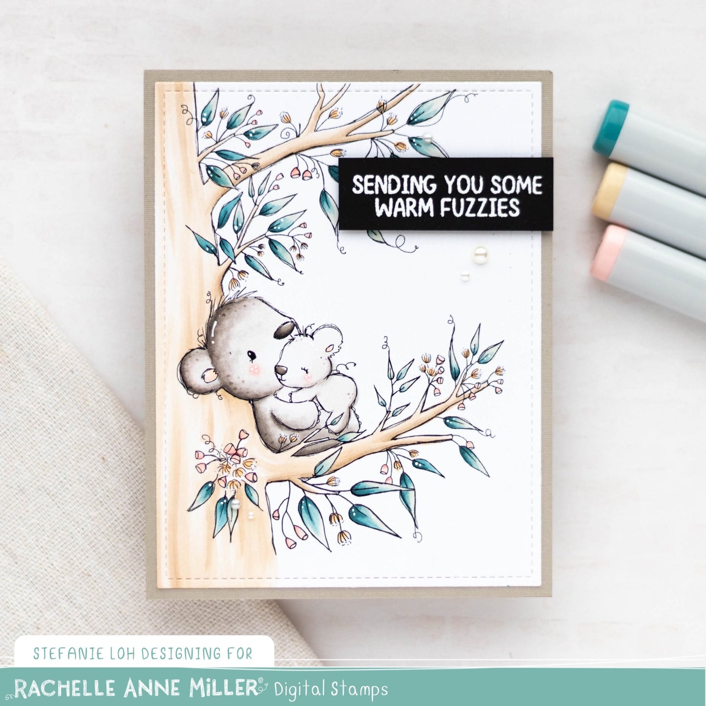 'Cuddling Koalas' Digital Stamp
