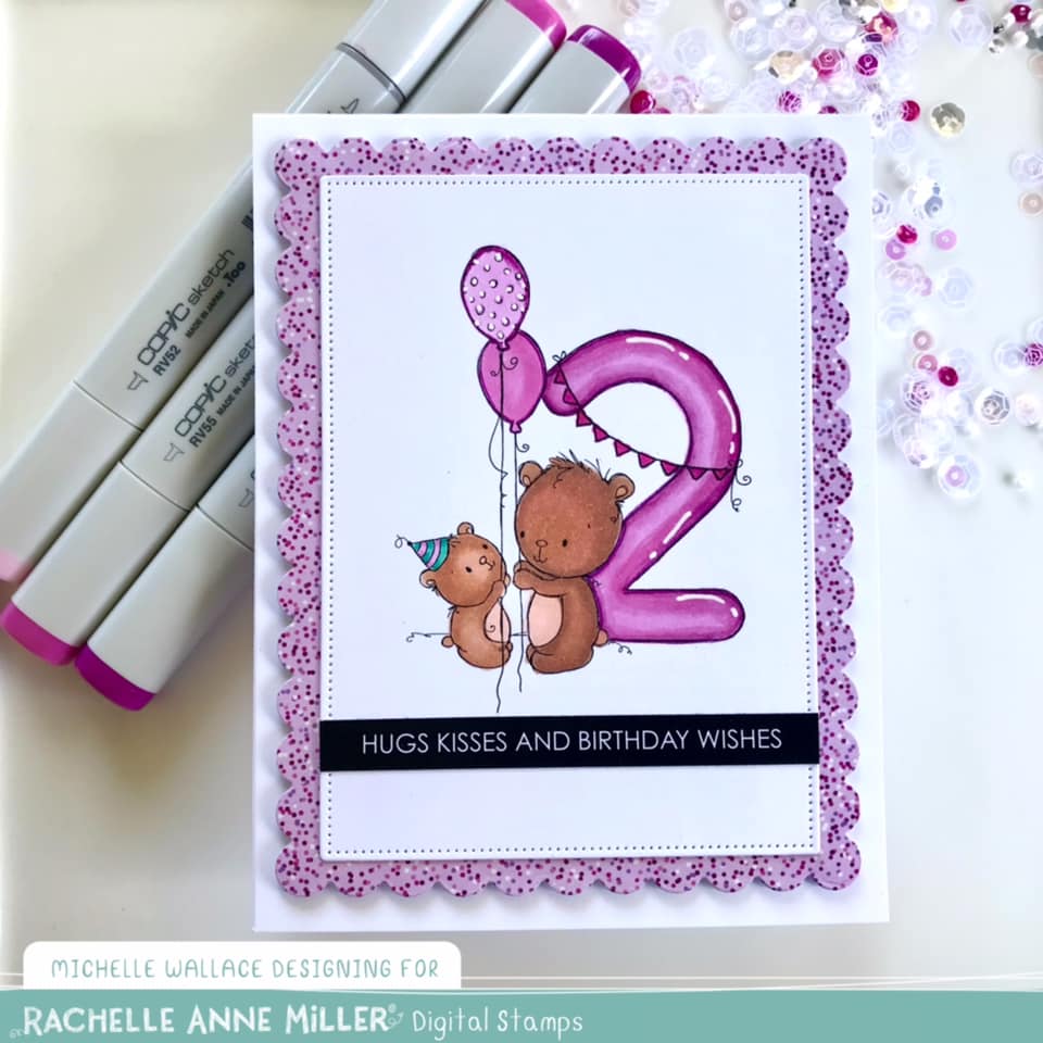 'Animal Number: Two Bears' Digital Stamp