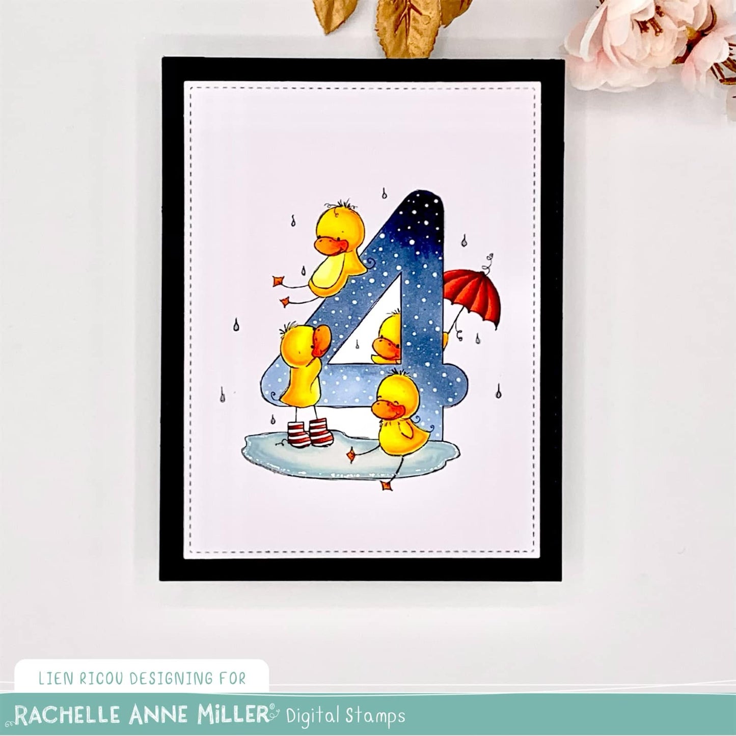 'Animal Number: Four Ducks' Digital Stamp