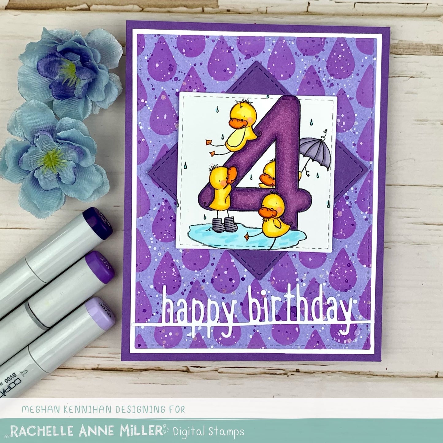 'Animal Number: Four Ducks' Digital Stamp