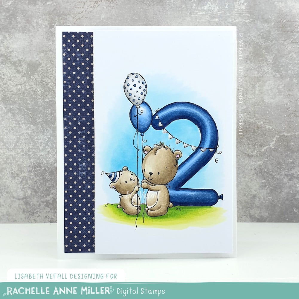 'Animal Number: Two Bears' Digital Stamp