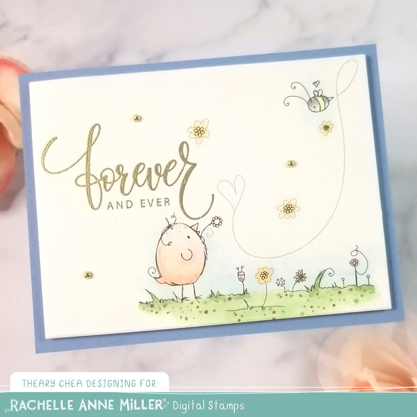 'Friendship Bird & Bee' Digital Stamp