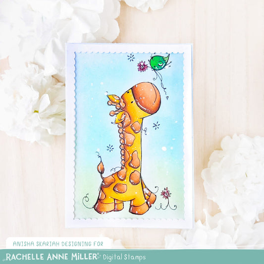 'Giraffe & Bird' Digital Stamp