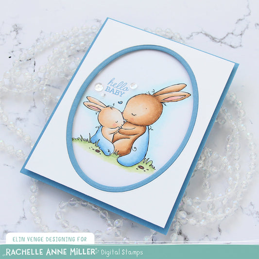 'Mother and Baby Bunny' Digital Stamp