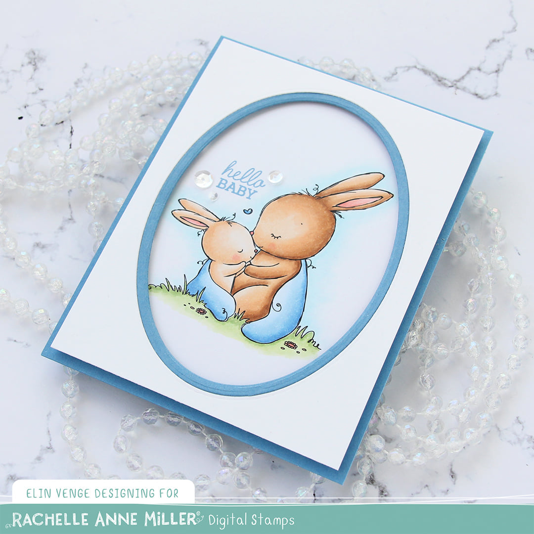 'Mother and Baby Bunny' Digital Stamp