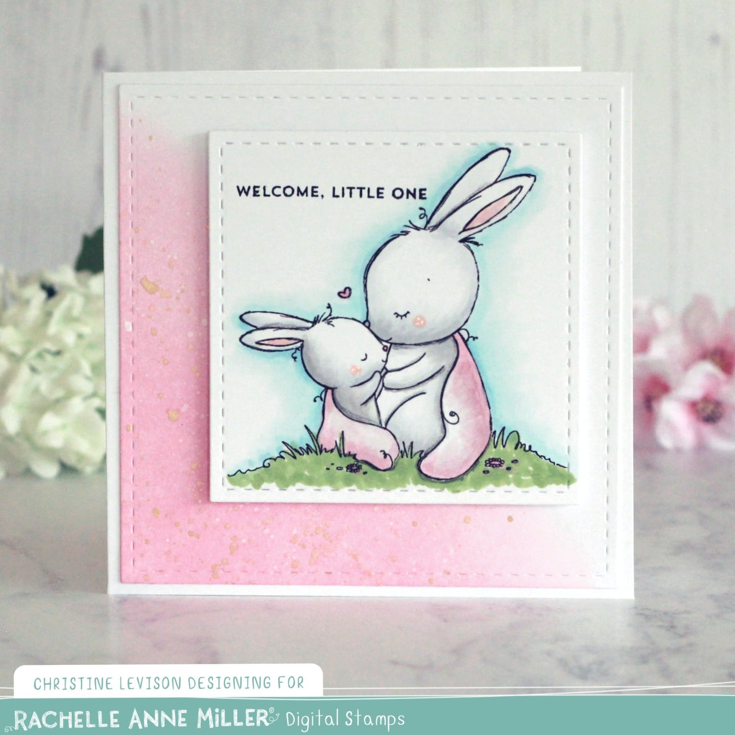 'Mother and Baby Bunny' Digital Stamp