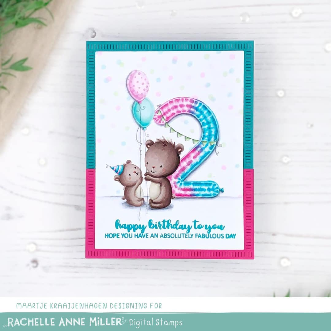 'Animal Number: Two Bears' Digital Stamp