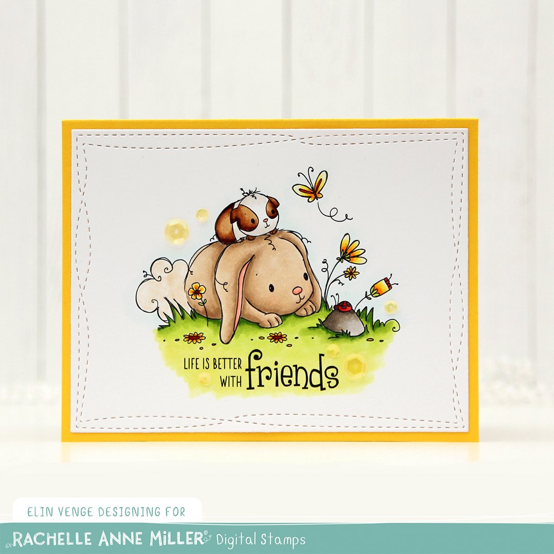 'Bunny & Guinea: Ladybug' Digital Stamp