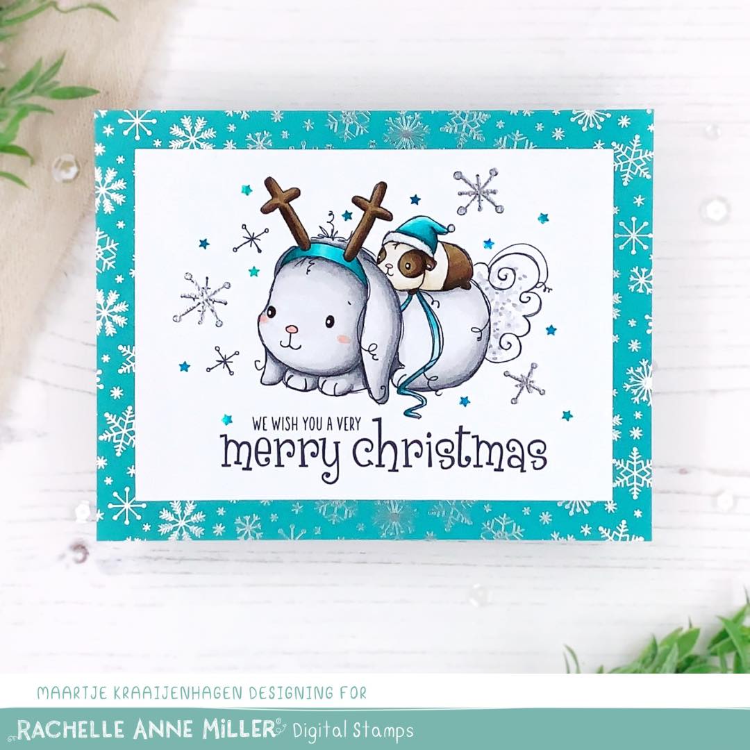 'Bunny & Guinea: Reindeer Ride' Digital Stamp