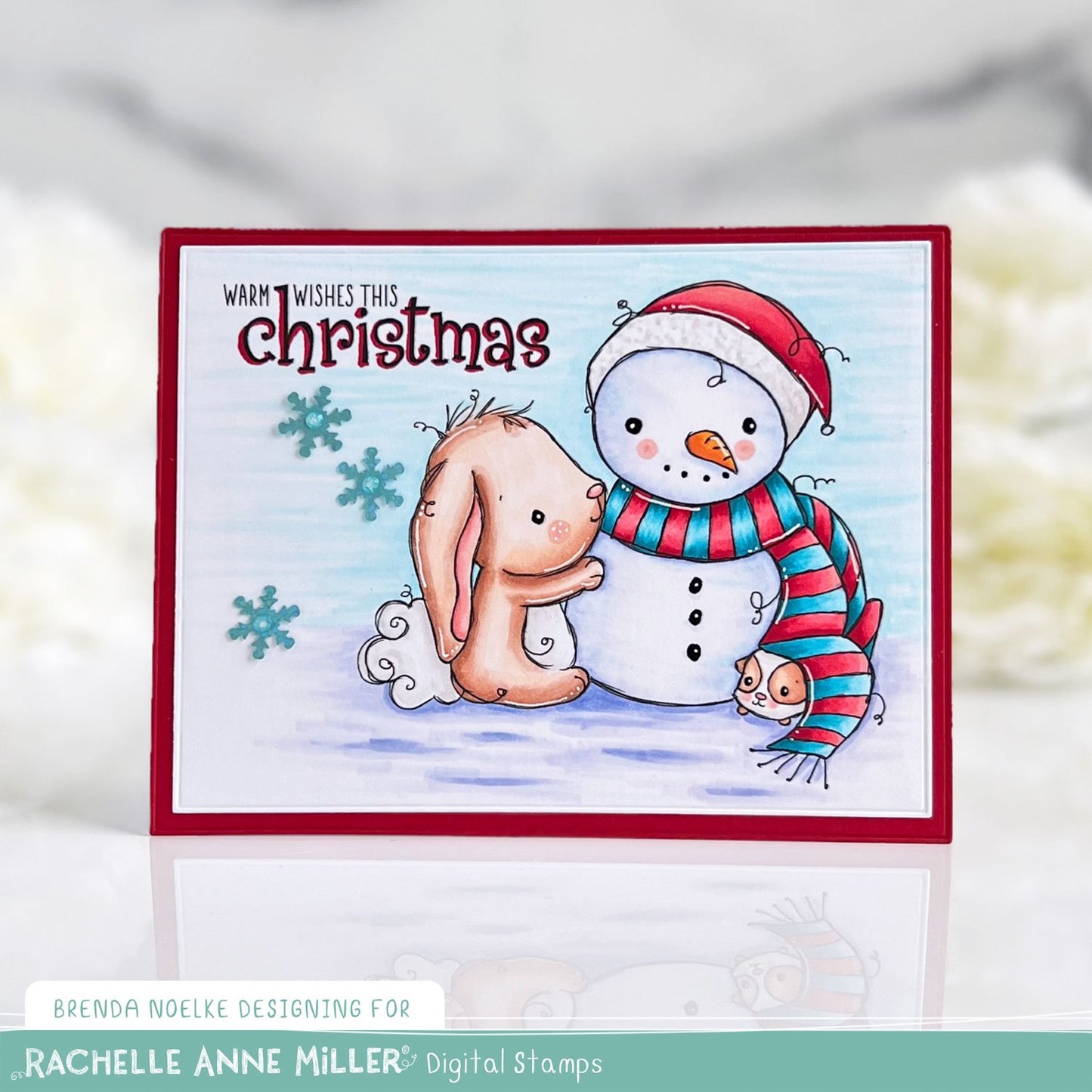 'Bunny & Guinea: Snowman' Digital Stamp