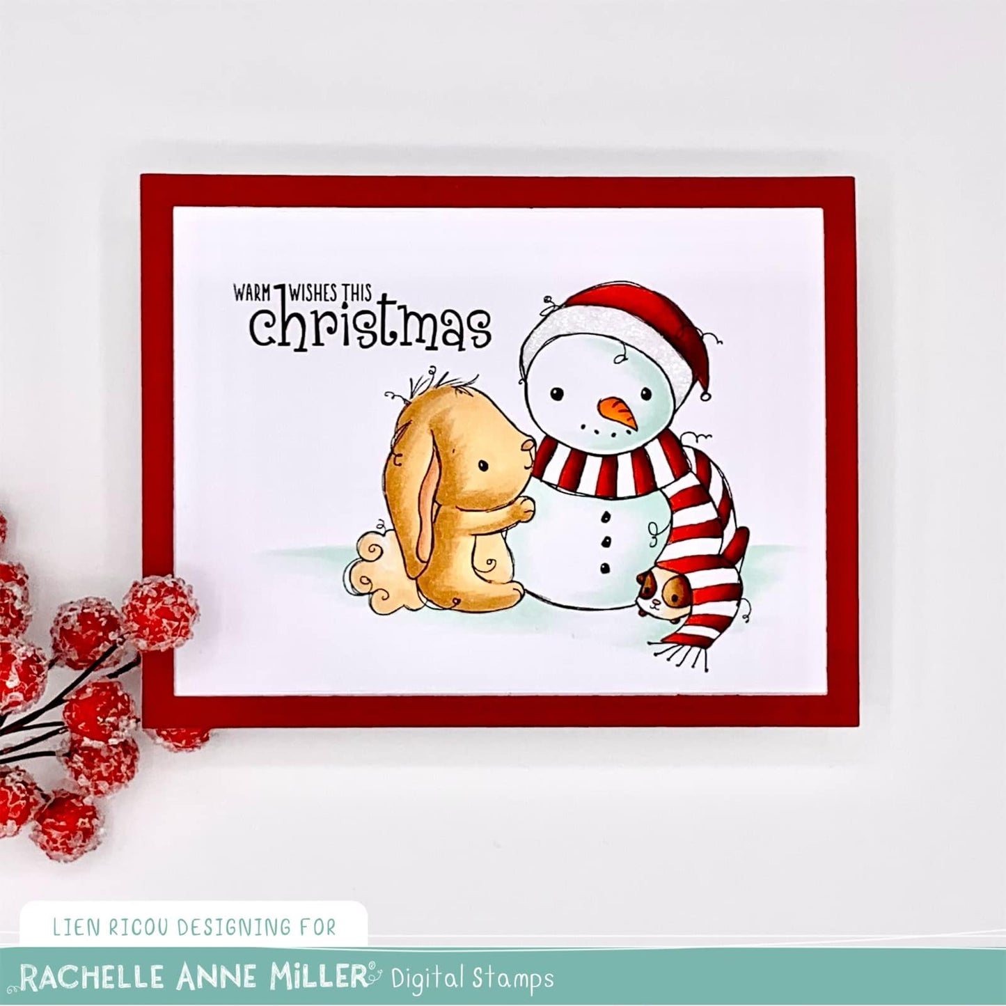 'Bunny & Guinea: Snowman' Digital Stamp