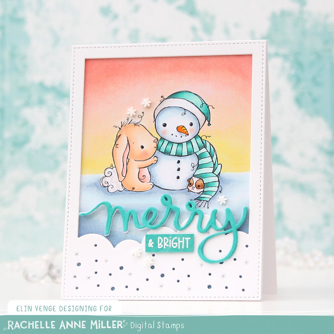 'Bunny & Guinea: Snowman' Digital Stamp