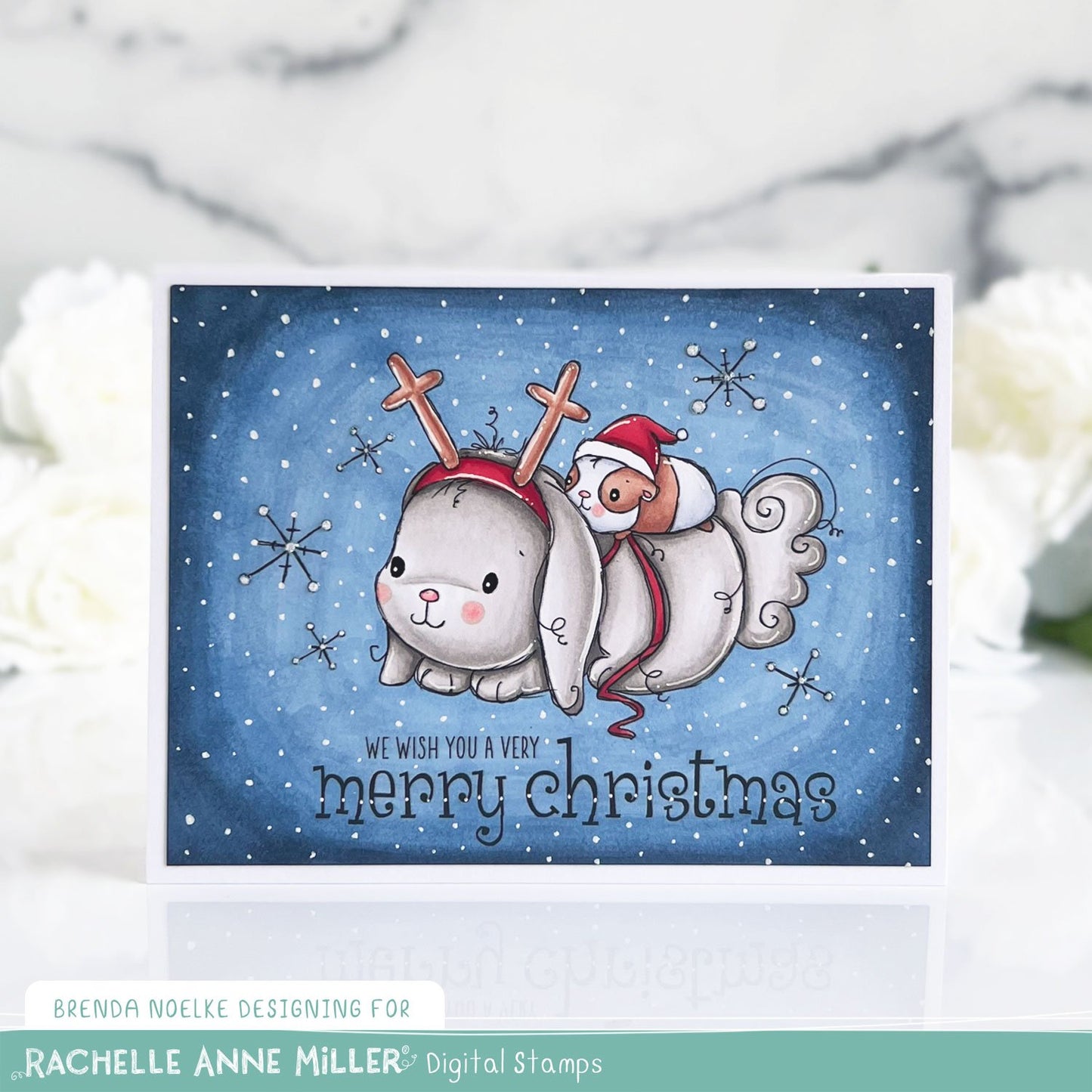 'Bunny & Guinea: Reindeer Ride' Digital Stamp