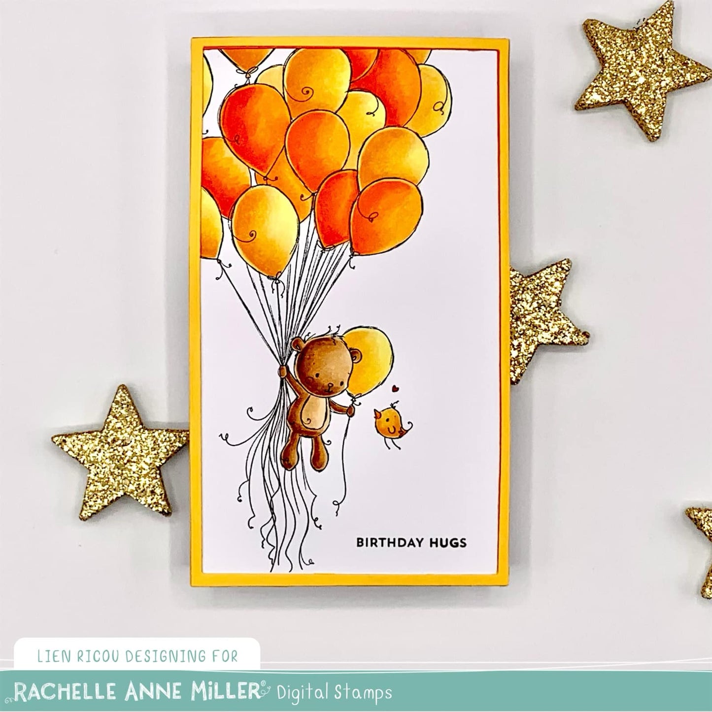'Teddy's Balloons' Digital Stamp
